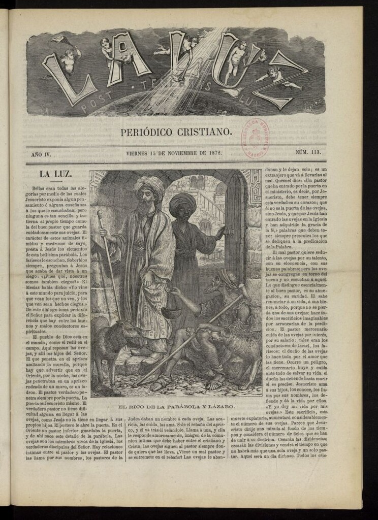 Miniatura de La Luz: post tenebras lux del 15 de noviembre de 1872, nº 113