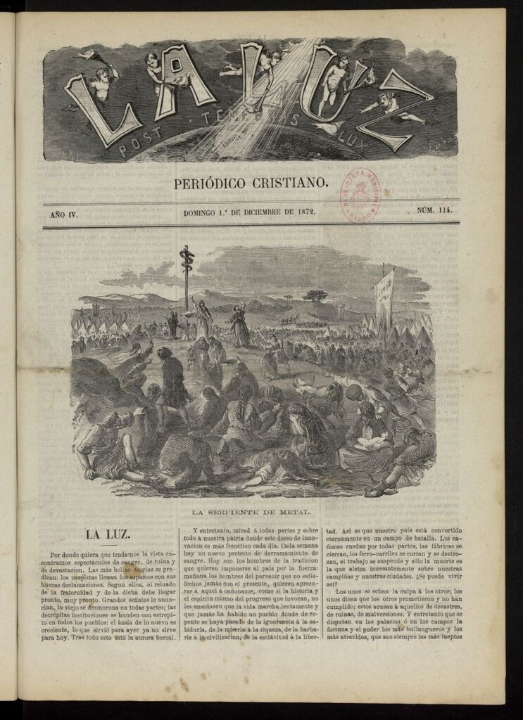 Miniatura de La Luz: post tenebras lux del 1 de diciembre de 1872, nº 114