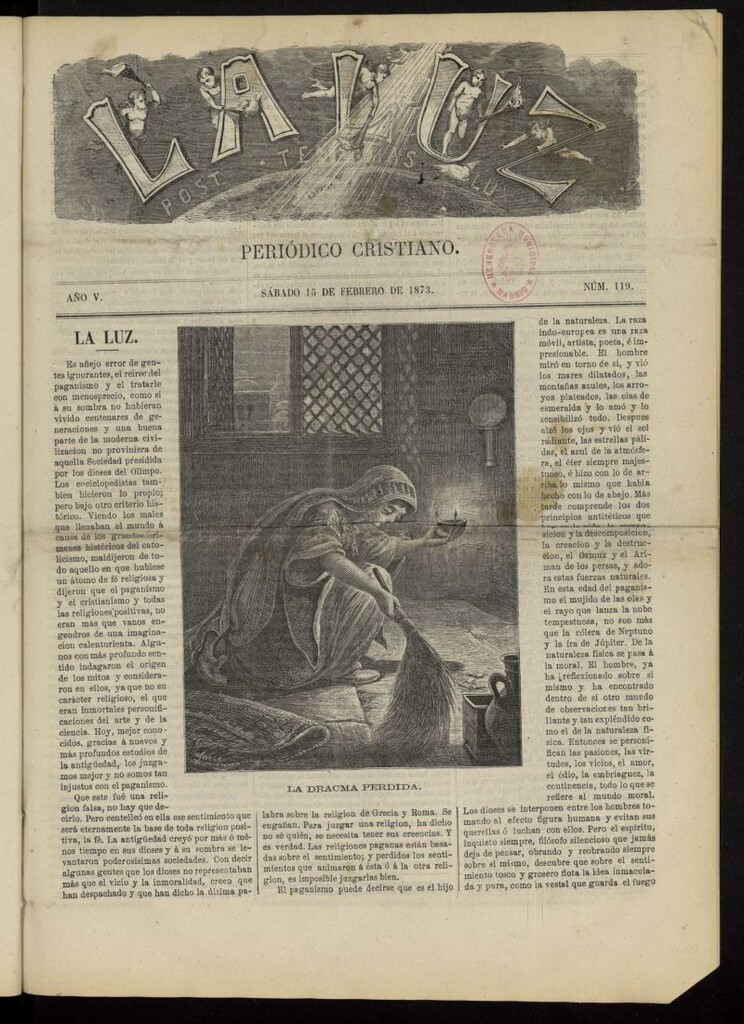 Miniatura de La Luz: post tenebras lux del 15 de febrero de 1873, nº 119
