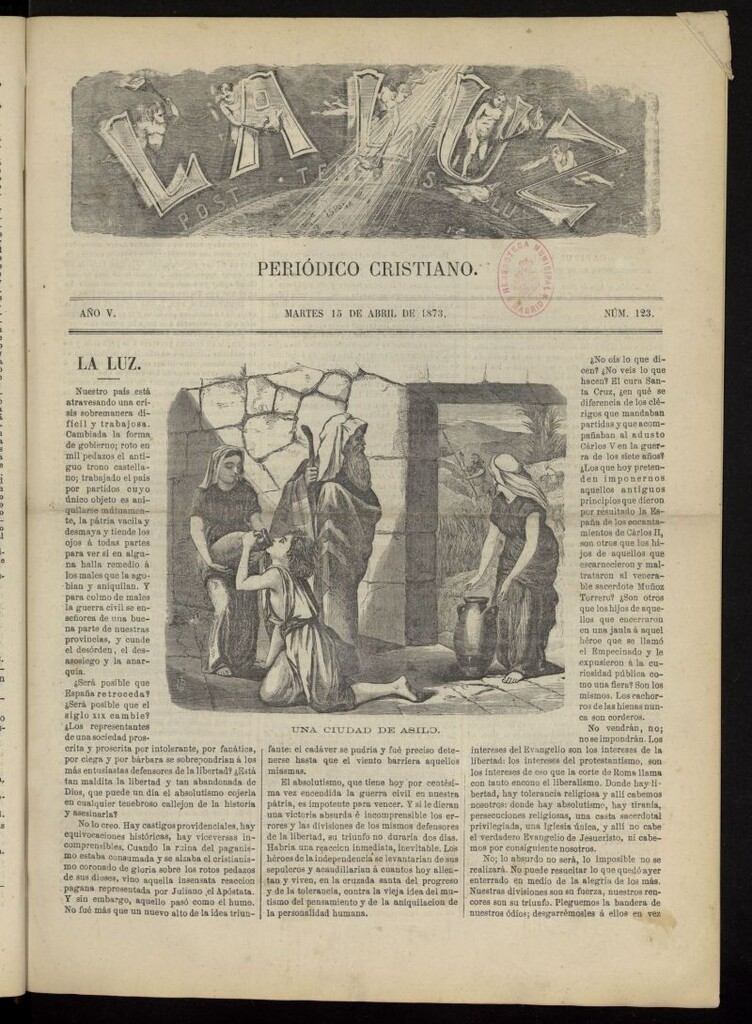Miniatura de La Luz: post tenebras lux del 15 de abril de 1873, nº 123