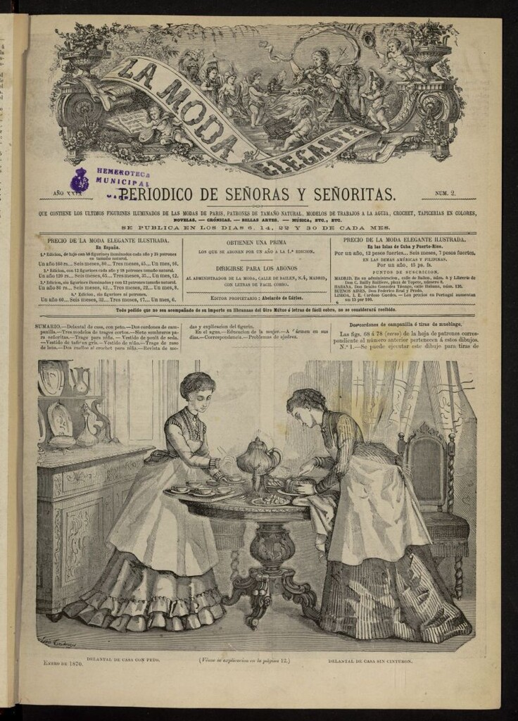 Miniatura de La Moda: revista semanal de literatura, teatros, costumbres y modas de enero de 1870, nº 2