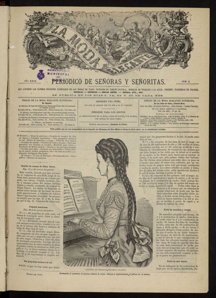 Miniatura de La Moda: revista semanal de literatura, teatros, costumbres y modas de enero de 1870, nº 4