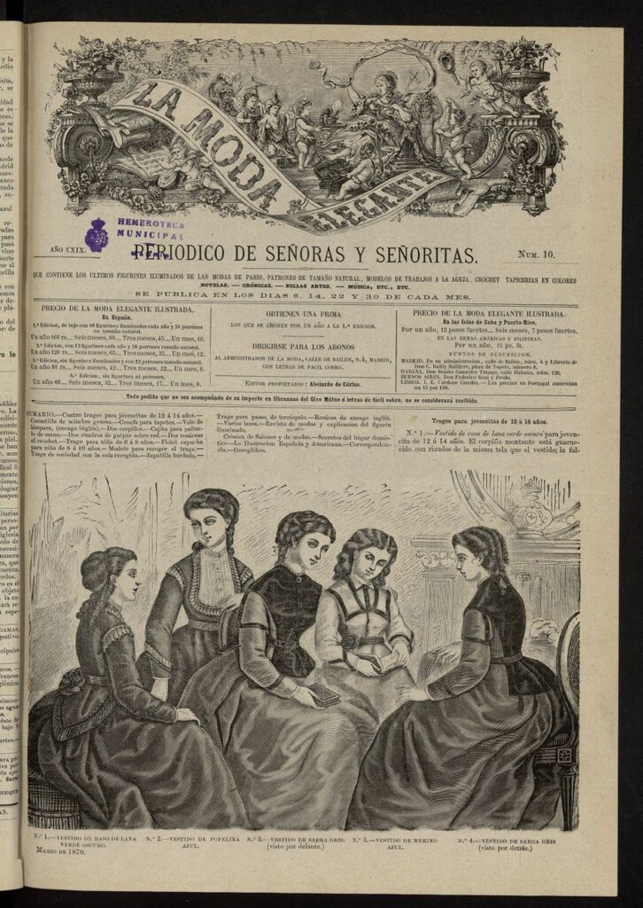 Miniatura de La Moda: revista semanal de literatura, teatros, costumbres y modas de marzo de 1870, nº 10