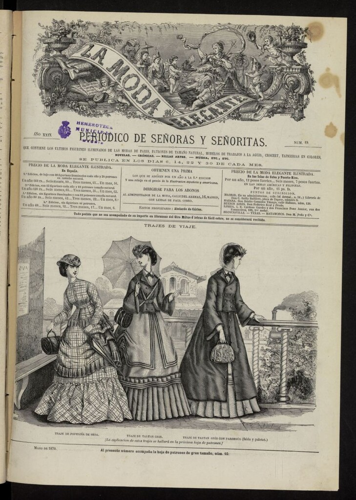 Miniatura de La Moda: revista semanal de literatura, teatros, costumbres y modas de mayo de 1870, nº 19