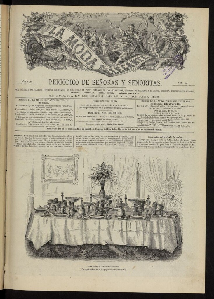 Miniatura de La Moda: revista semanal de literatura, teatros, costumbres y modas s.mes de 1870, nº 20