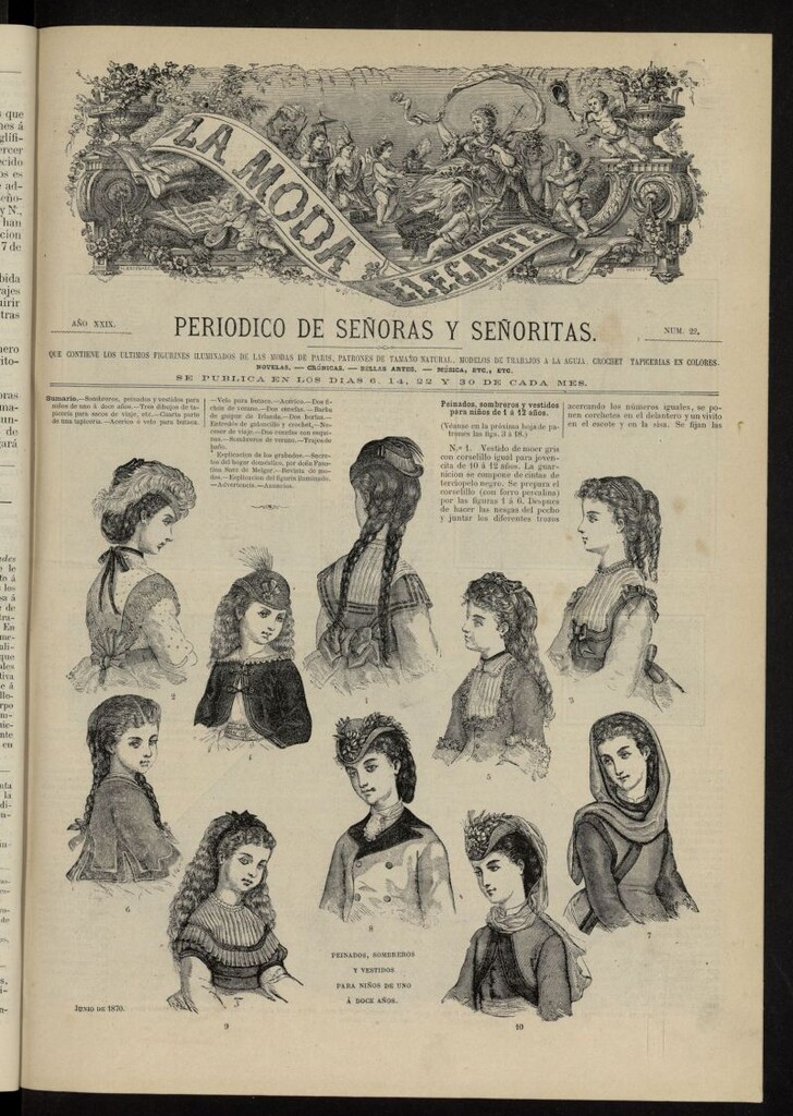 Miniatura de La Moda: revista semanal de literatura, teatros, costumbres y modas de junio de 1870, nº 22