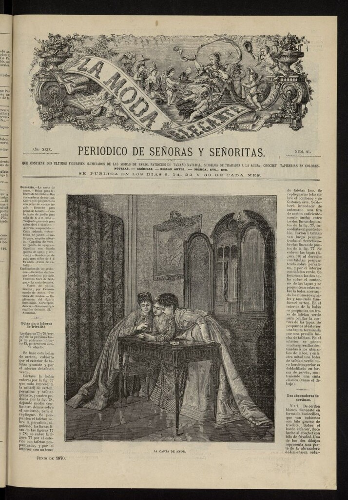 Miniatura de La Moda: revista semanal de literatura, teatros, costumbres y modas de junio de 1870, nº 24
