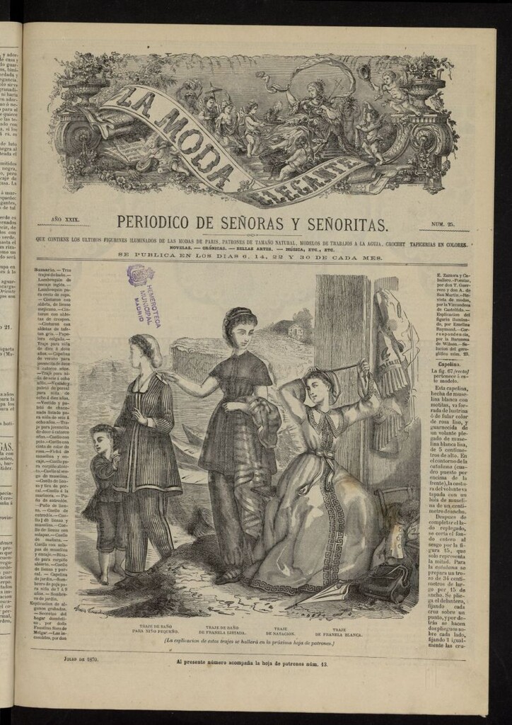 Miniatura de La Moda: revista semanal de literatura, teatros, costumbres y modas de julio de 1870, nº 25