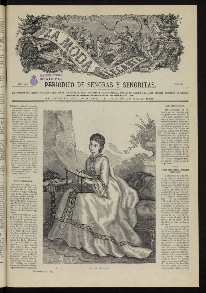 Miniatura de La Moda: revista semanal de literatura, teatros, costumbres y modas de septiembre de 1870, nº 35
