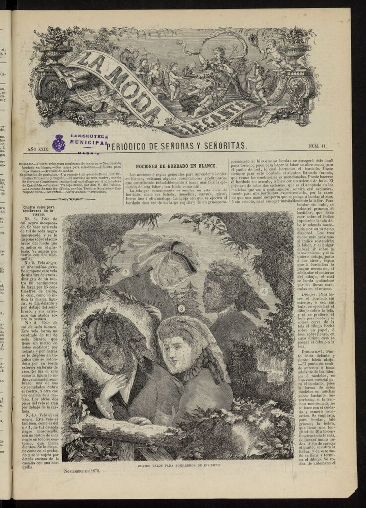 Miniatura de La Moda: revista semanal de literatura, teatros, costumbres y modas de noviembre de 1870, nº 41