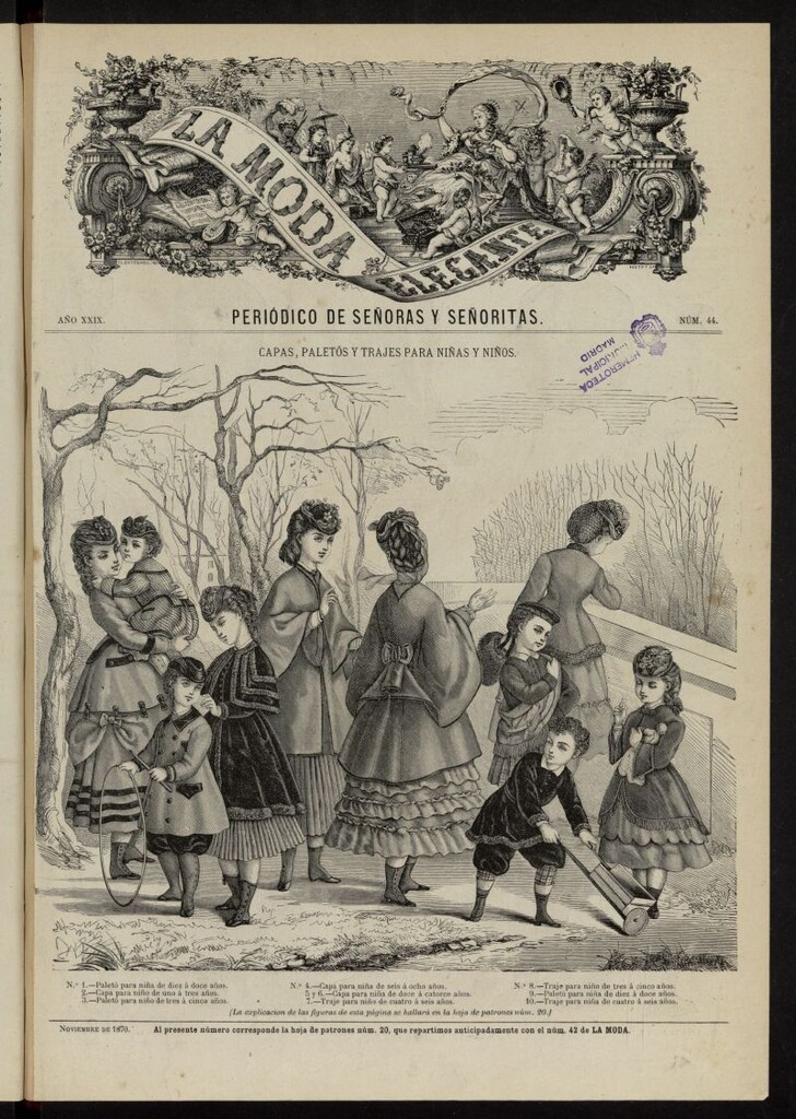 Miniatura de La Moda: revista semanal de literatura, teatros, costumbres y modas de noviembre de 1870, nº 44