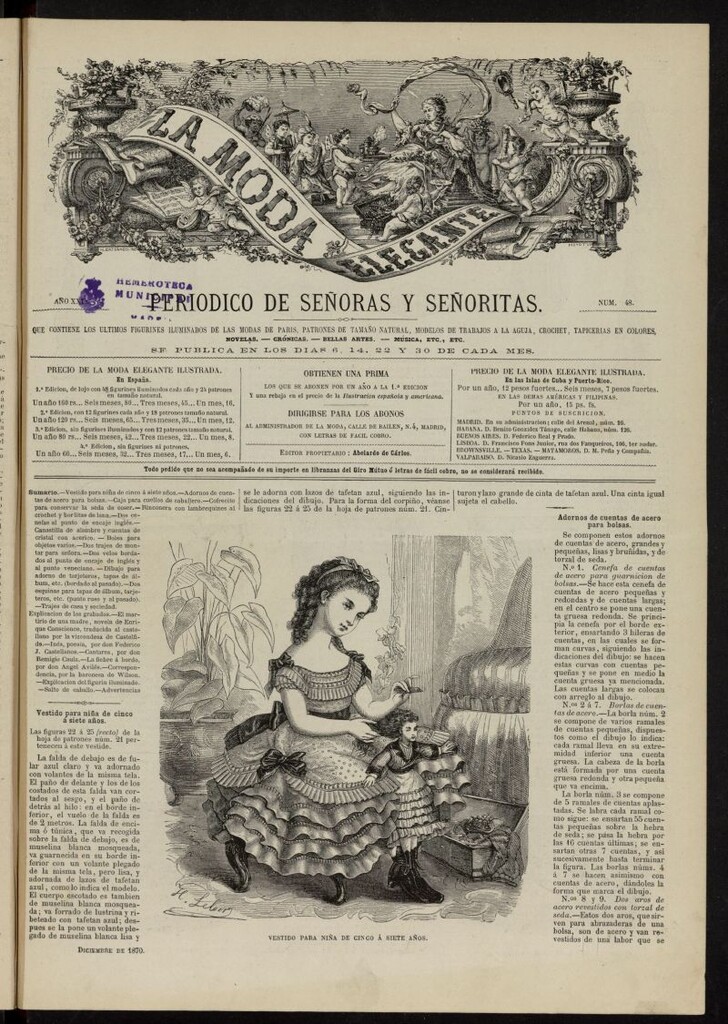 Miniatura de La Moda: revista semanal de literatura, teatros, costumbres y modas de diciembre de 1870, nº 48