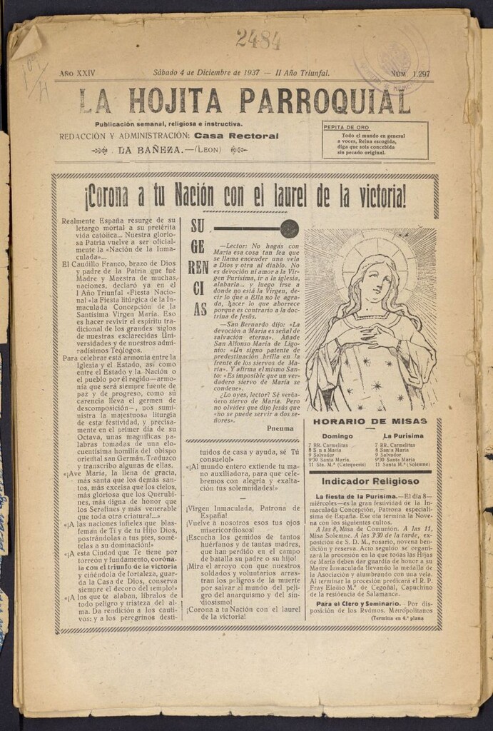 Miniatura de La Hojita Parroquial : publicación semanal religiosa e instructiva