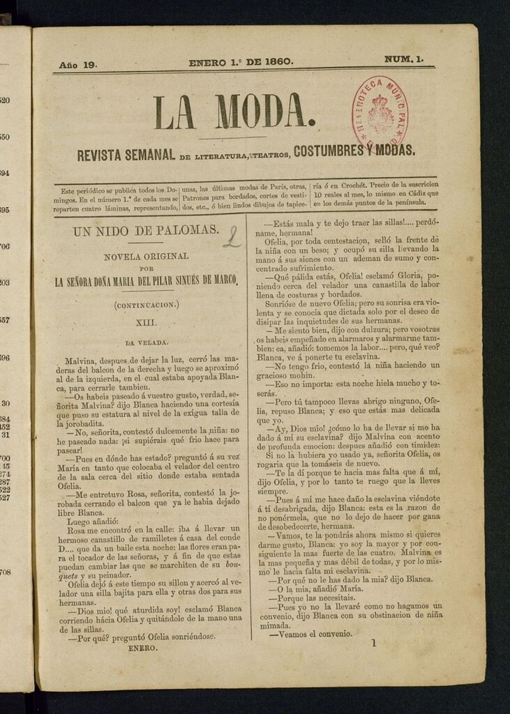 Miniatura de La Moda : revista semanal de literatura, teatros, costumbres y modas del 1 de enero de 1860