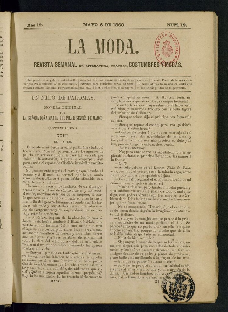 Miniatura de La Moda : revista semanal de literatura, teatros, costumbres y modas del 6 de mayo de 1860
