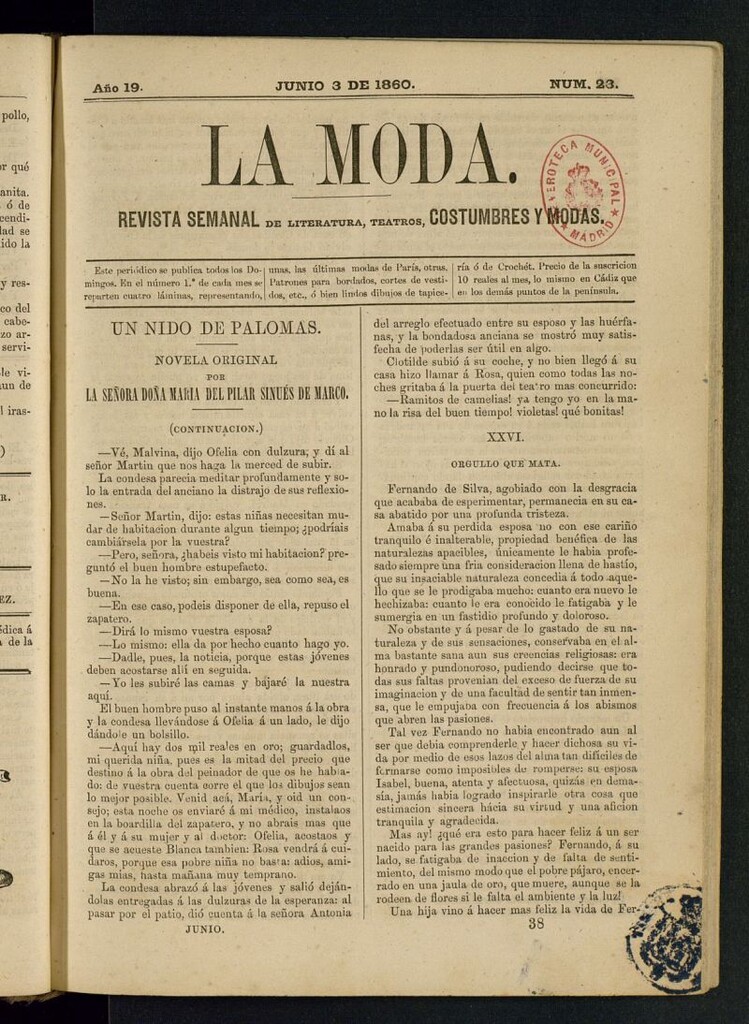 Miniatura de La Moda : revista semanal de literatura, teatros, costumbres y modas del 3 de junio de 1860