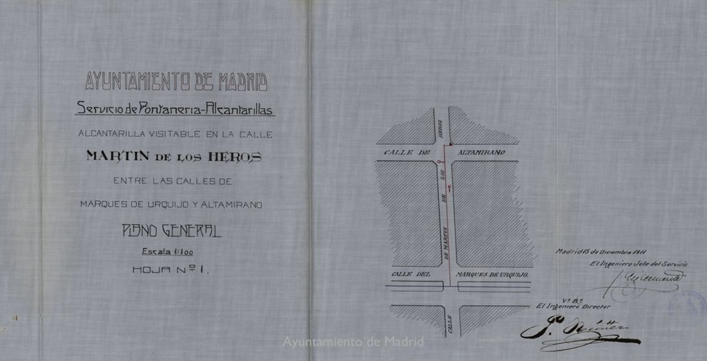 Miniatura de Proyecto de alcantarilla visitable en la c/ de Martín de los Heros, entre la C/ Marques de Urquijo y Altamirano