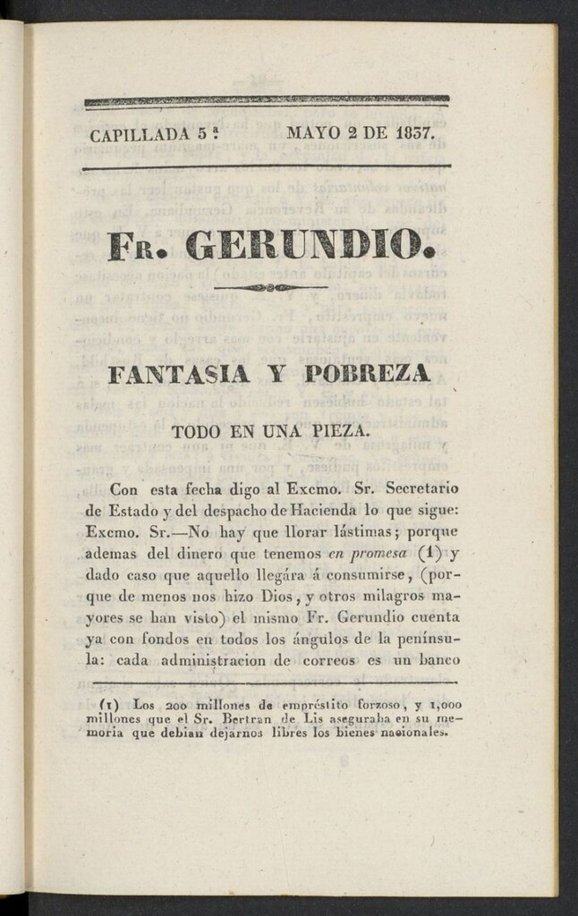 Miniatura de Fr. Gerundio: periódico satírico de política y costumbres del 2 de mayo de 1837, capillada 5ª