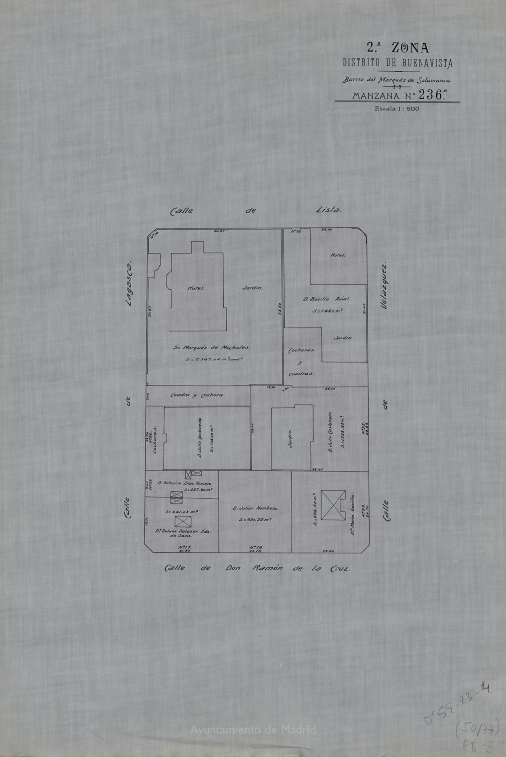 Miniatura de Registro Fiscal del Madrid-Ensanche. Comprobación gráfica: Barrio del Marqués de Salamanca, manzana nº 236ª