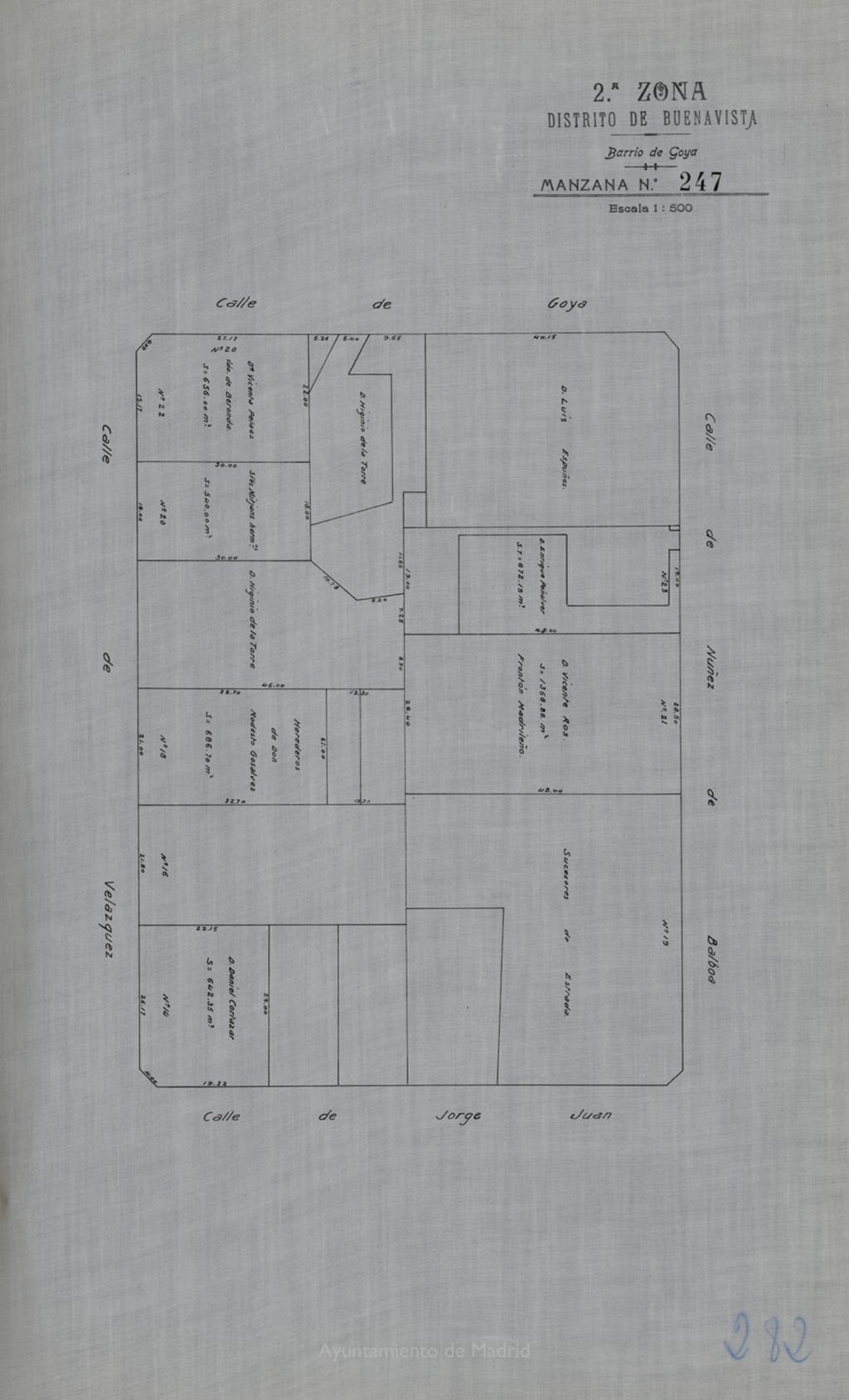 Miniatura de Registro Fiscal del Madrid-Ensanche. Comprobación gráfica: Barrio de Goya, manzana nº 247
