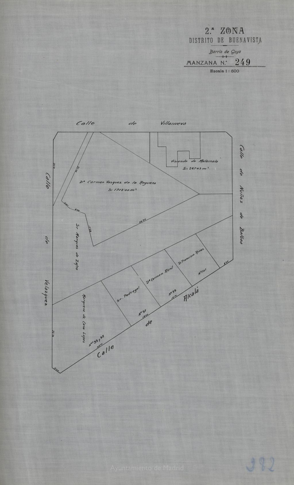 Miniatura de Registro Fiscal del Madrid-Ensanche. Comprobación gráfica: Barrio de Goya, manzana nº 248