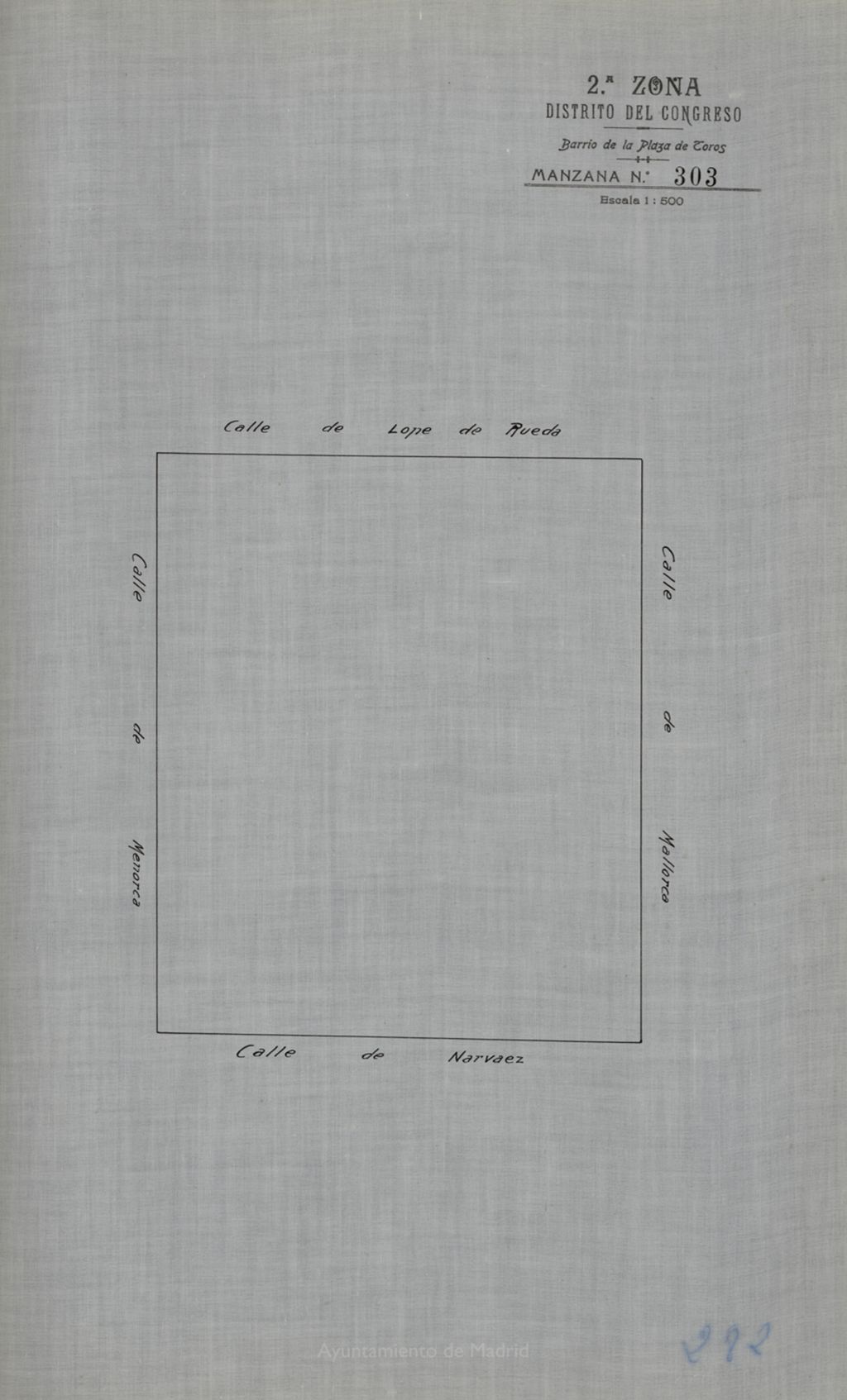 Miniatura de Registro Fiscal del Madrid-Ensanche. Comprobación gráfica: Barrio de la Plaza de Toros, manzana nº 303