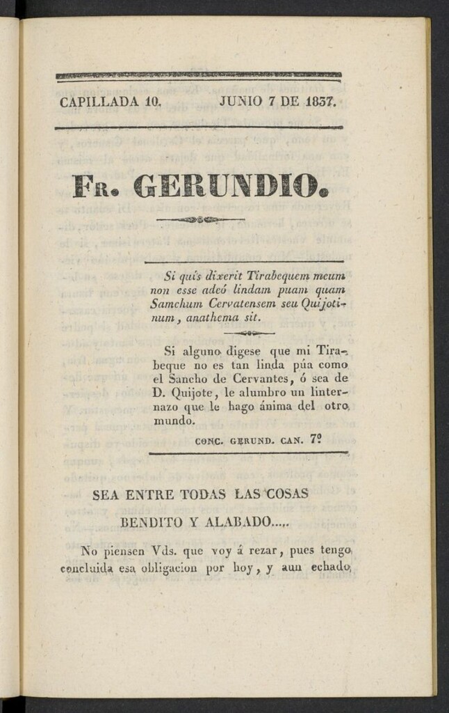 Miniatura de Fr. Gerundio: periódico satírico de política y costumbres del 7 de junio de 1837, capillada 10ª