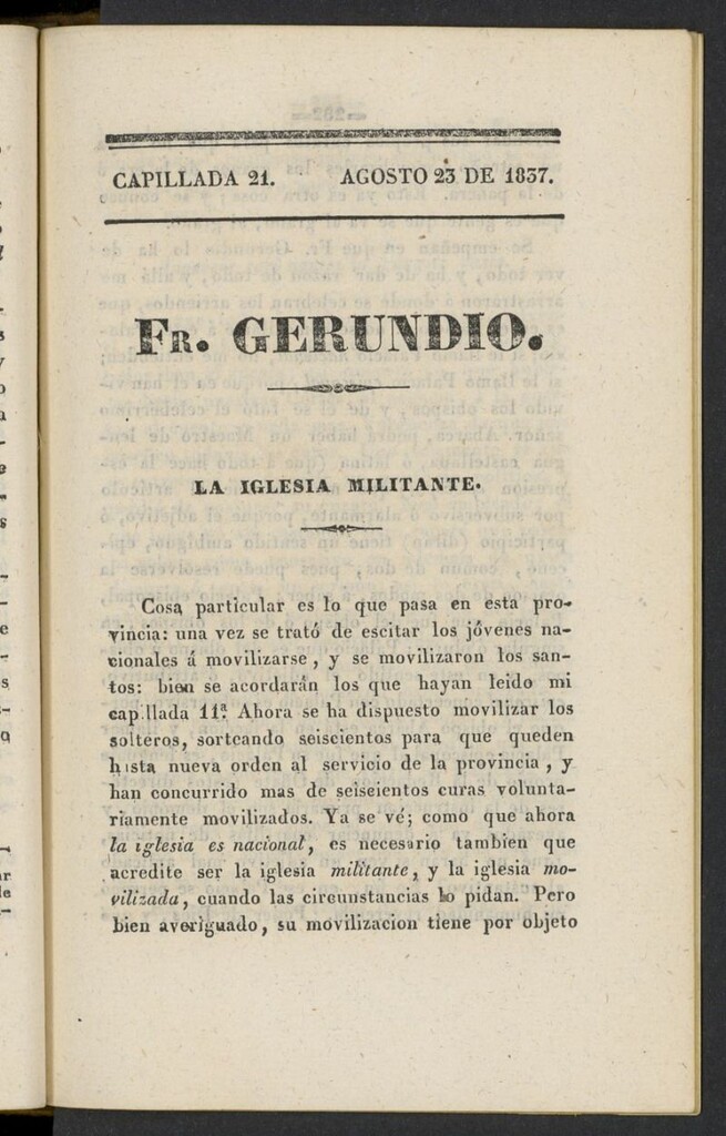 Miniatura de Fr. Gerundio: periódico satírico de política y costumbres del 23 de agosto de 1837, capillada 21