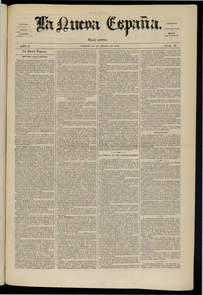 Miniatura de Diario Político La Nueva España del 24 de enero de 1873