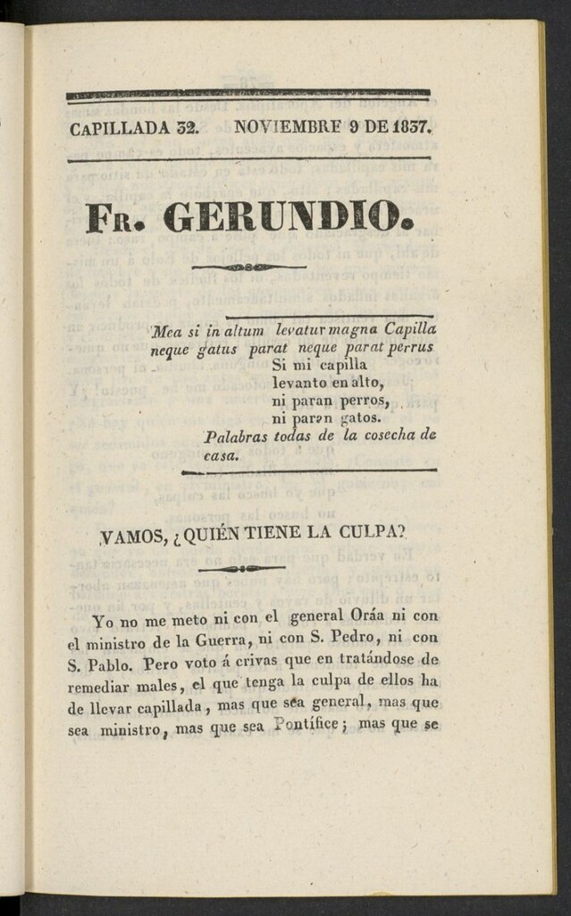Miniatura de Fr. Gerundio: periódico satírico de política y costumbres del 9 de noviembre de 1837, capillada 32