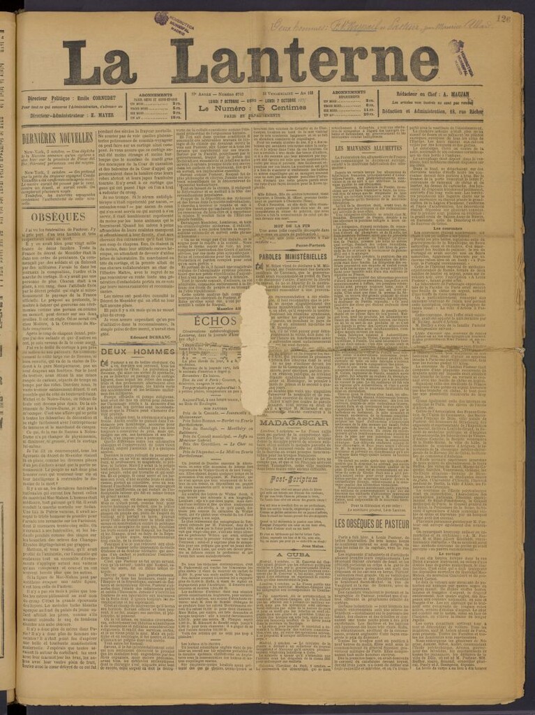 Miniatura de La Lanterne (Paris, 1877) del 7 de octubre de 1895