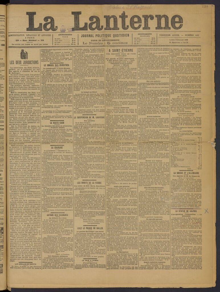 Miniatura de La Lanterne: journal politique quotidien del 9 de julio de 1889