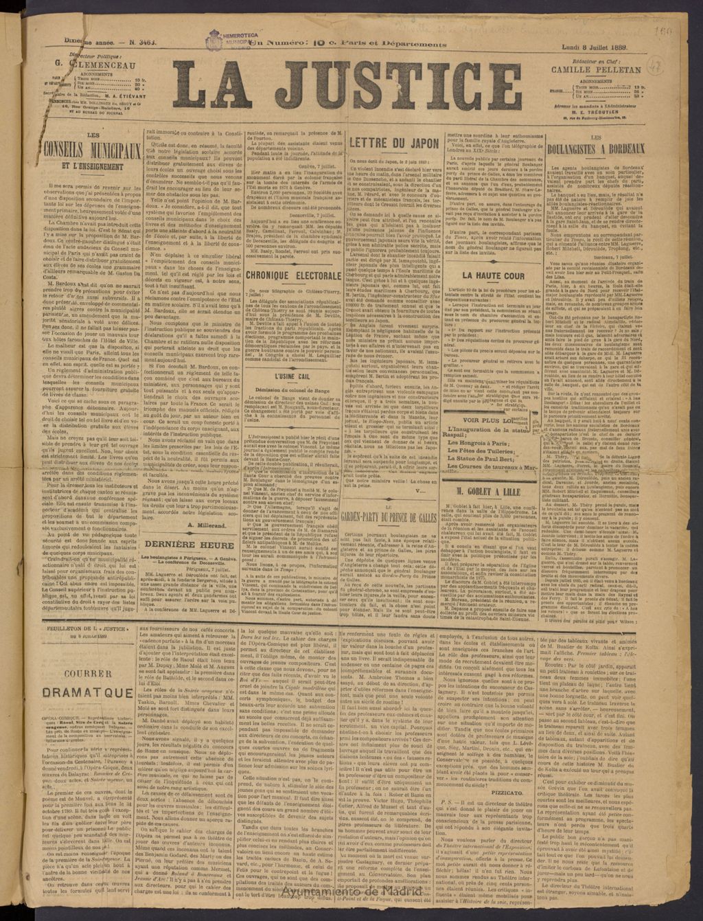 Miniatura de La Justice (Paris, 1889) del 8 de julio de 1889