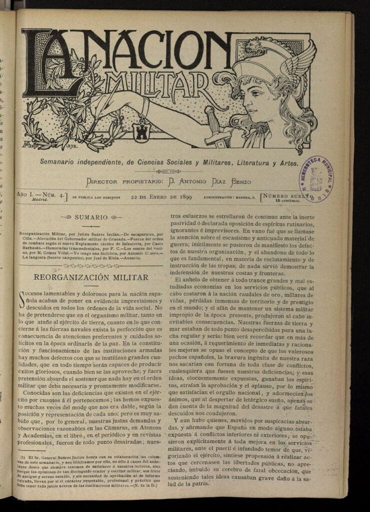 Miniatura de La Nación Militar del 22 de enero de 1899