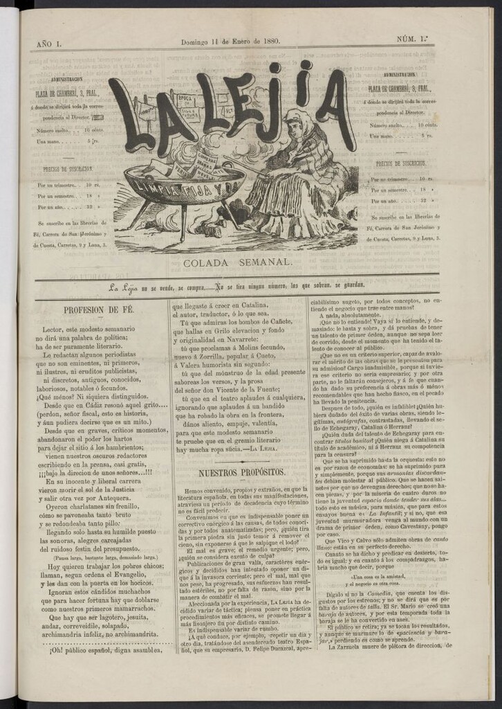 Miniatura de La Lejía: colada semanal del 11 de enero de 1880