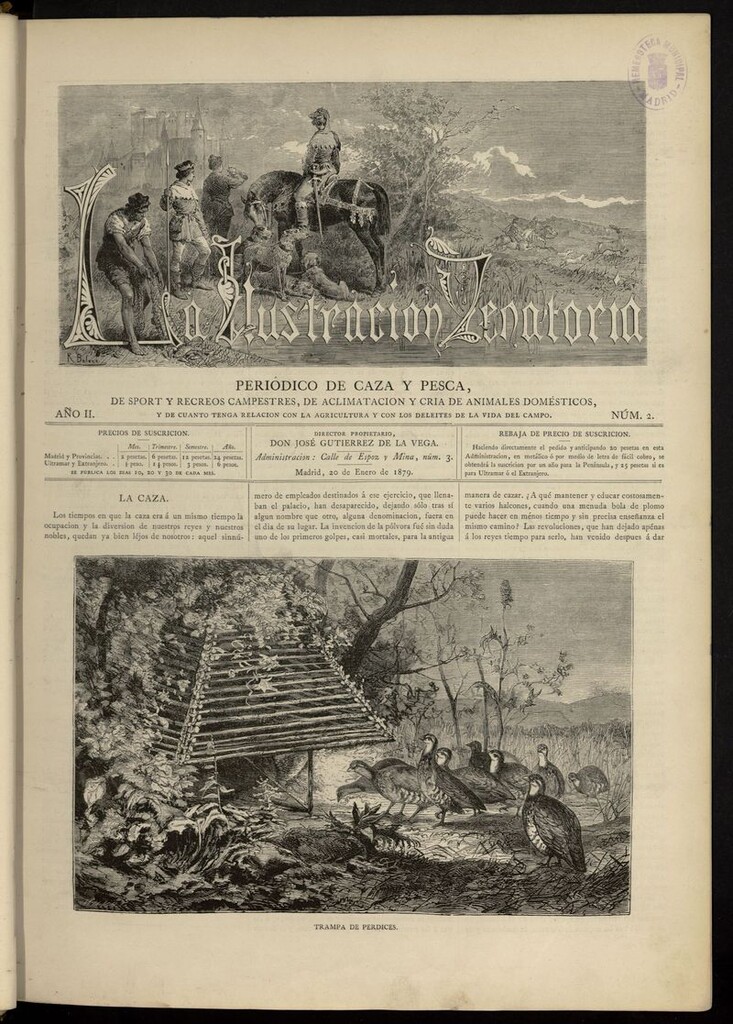 Miniatura de La Ilustración Venatoria: periódico de caza y pesca del 20 de enero de 1879