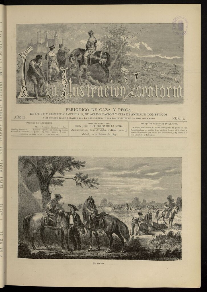 Miniatura de La Ilustración Venatoria: periódico de caza y pesca del 20 de febrero de 1879