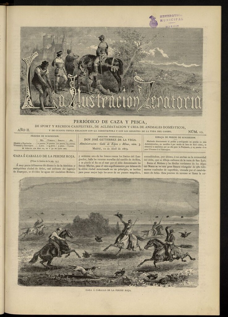 Miniatura de La Ilustración Venatoria: periódico de caza y pesca del 10 de abril de 1879