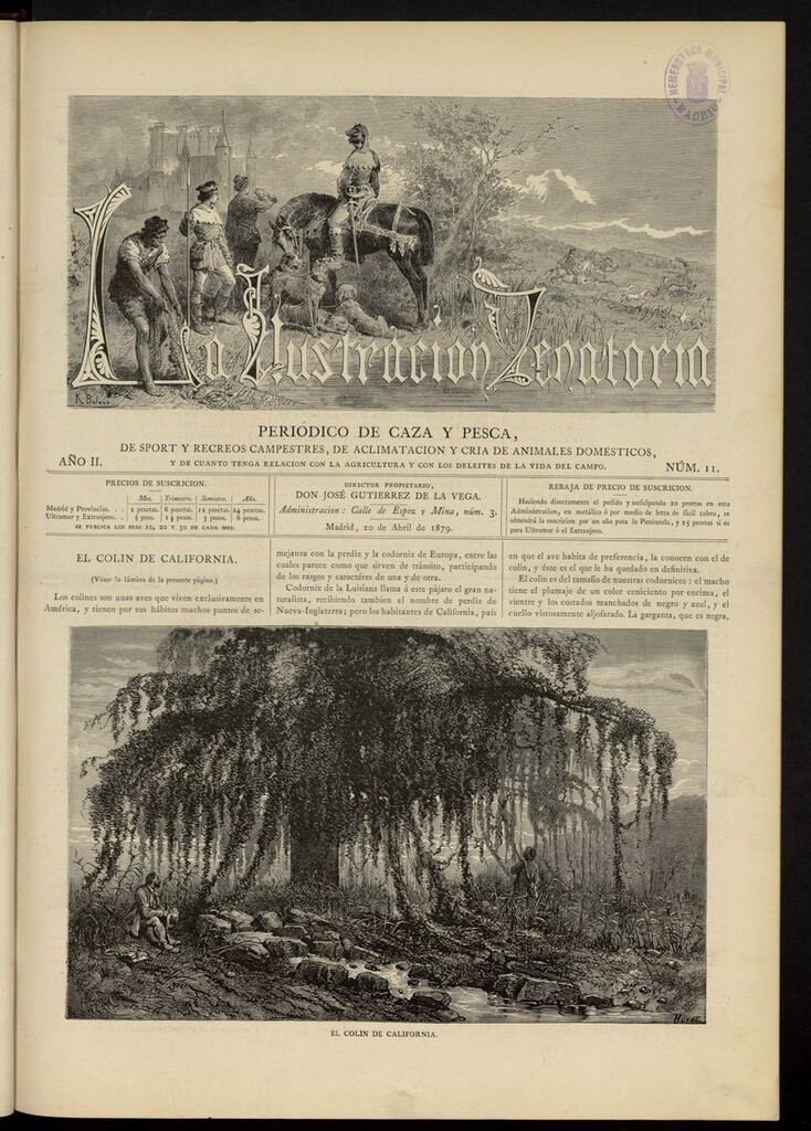 Miniatura de La Ilustración Venatoria: periódico de caza y pesca del 20 de abril de 1879