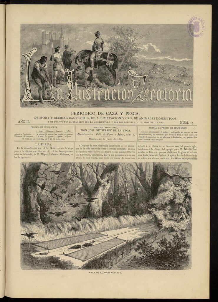 Miniatura de La Ilustración Venatoria: periódico de caza y pesca del 20 de junio de 1879