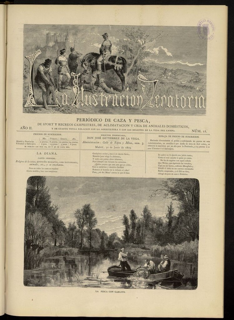 Miniatura de La Ilustración Venatoria: periódico de caza y pesca del 30 de junio de 1879