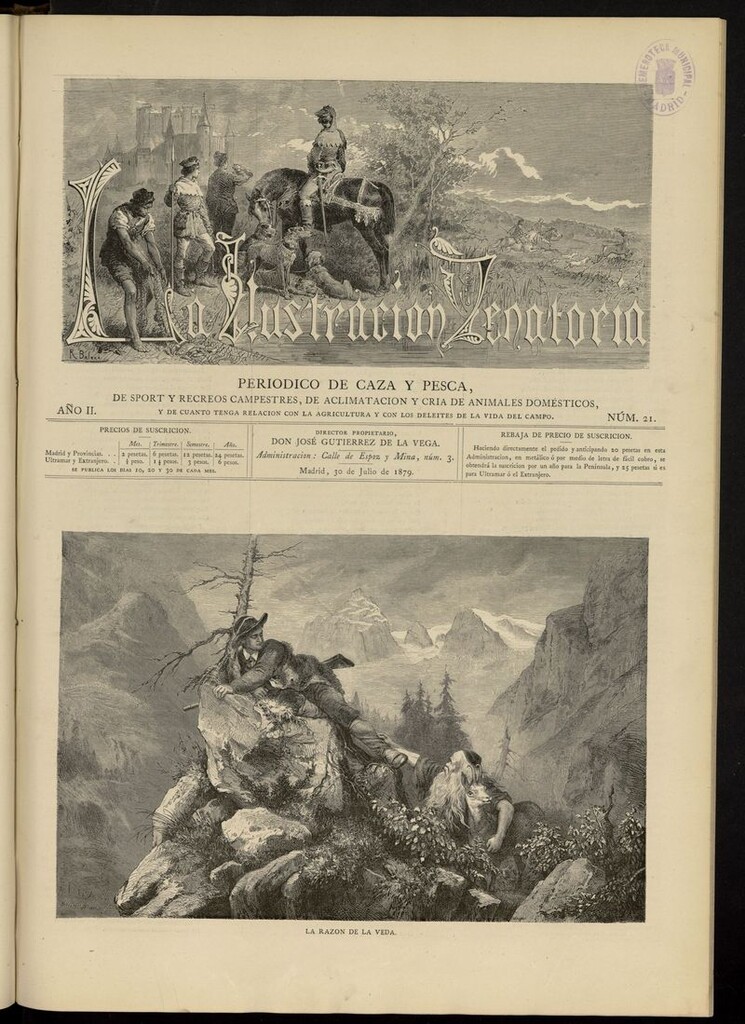 Miniatura de La Ilustración Venatoria: periódico de caza y pesca del 30 de julio de 1879