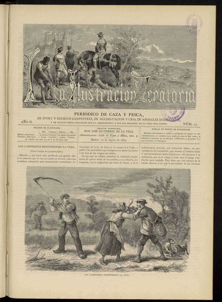 Miniatura de La Ilustración Venatoria: periódico de caza y pesca del 20 de agosto de 1879