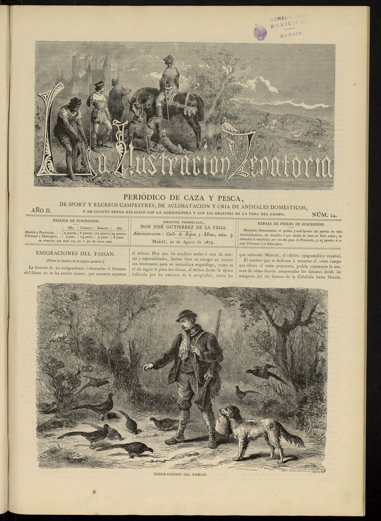 Miniatura de La Ilustración Venatoria: periódico de caza y pesca del 30 de agosto de 1879