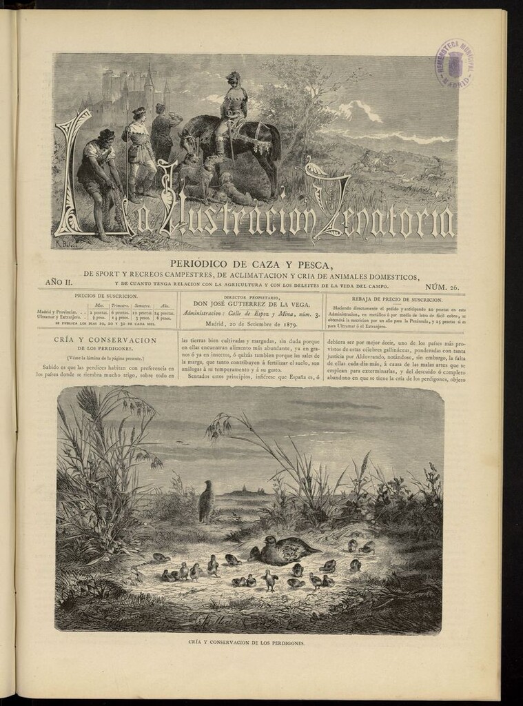 Miniatura de La Ilustración Venatoria: periódico de caza y pesca del 20 de septiembre de 1879