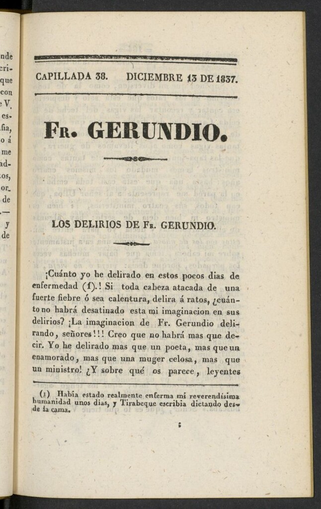Miniatura de Fr. Gerundio: periódico satírico de política y costumbres del 13 [sic] de diciembre de 1837, capillada 38