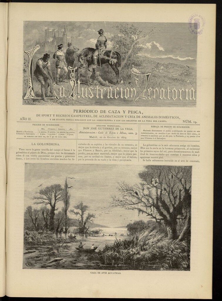 Miniatura de La Ilustración Venatoria: periódico de caza y pesca del 20 de octubre de 1879