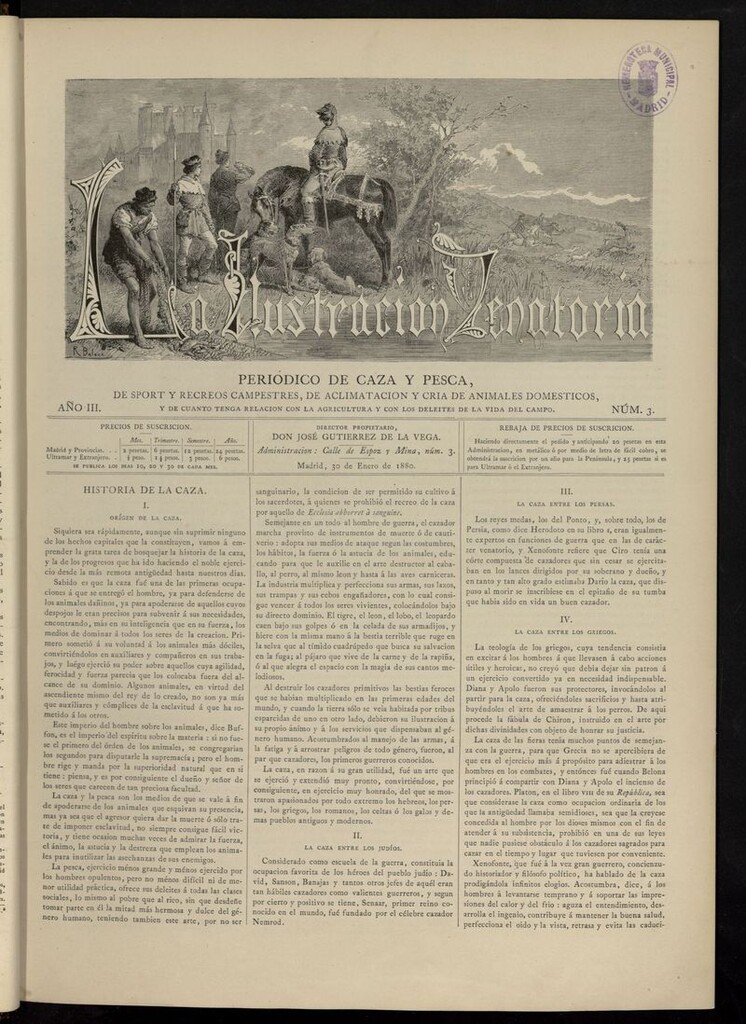 Miniatura de La Ilustración Venatoria: periódico de caza y pesca del 30 de enero de 1880