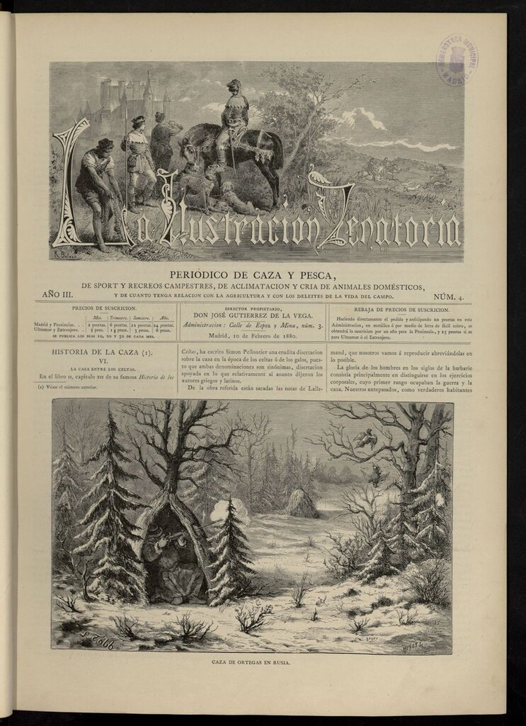 Miniatura de La Ilustración Venatoria: periódico de caza y pesca del 10 de febrero de 1880