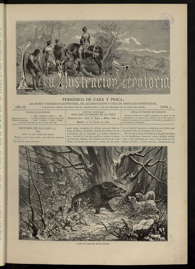 Miniatura de La Ilustración Venatoria: periódico de caza y pesca del 20 de febrero de 1880